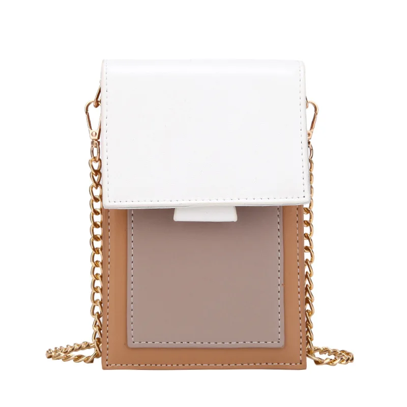 

Contrast Small Bag Female New Fashion Simple Shoulder Messenger Bag Wild Chain Mobile Phone Bag