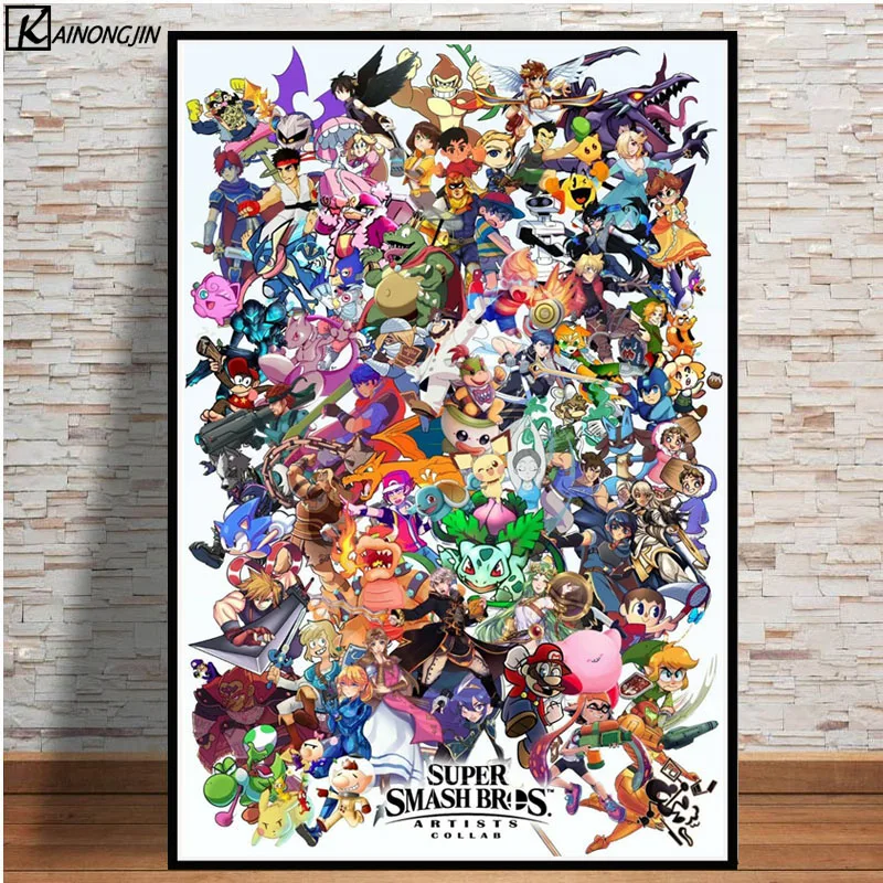 Книги по искусству плакат Super Smash Bros Ultimate аниме плакаты и принты холст настенная живопись картина номер украшения дома - Цвет: 003