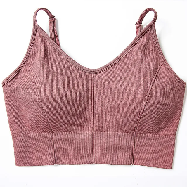 Colorvalue Adjustable Spaghetti Strap Yoga Fitness Bras Women Seamless Push Up Sports Bras Tops