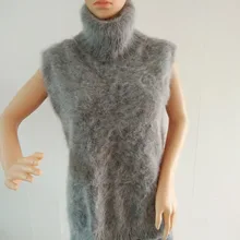 Натуральный норковый кашемировый свитер женский кашемировый жилет настоящий Норковый жилет свитер индивидуальные Большие размеры S818
