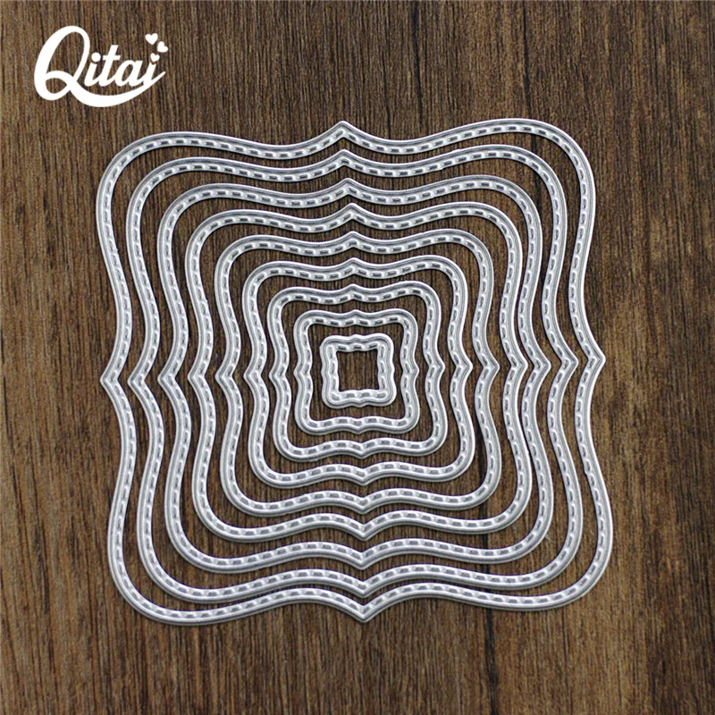 

QITAI Curves Border Frames Square Card Making Scrapbook Dies Metal Crafts Layering Metal Cutting Dies Greeting Card Handmade D19