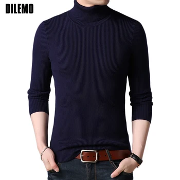 

Hot 2020 New Autumn Winter Brand Men Warm Turtleneck Slim Fit Winter Pullover Men Solid Color Thick Woolen Knitted Sweater Men