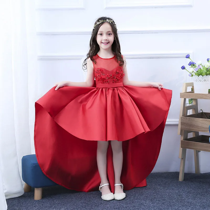 2018 Summer New Baby Kids Red Color Birthday Ceremonies Party Back Bow Tie Princess Prom Dress Children Toddler Piano Host Dress 2018 Summer New Baby Kids Red Color Birthday Ceremonies Party Back Bow Tie Princess Prom Dress Children Toddler Piano Host Dress