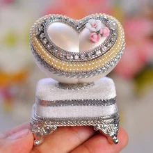 Роскошный в форме сердца Eggshell резное кольцо мини-музыкальный шкаф музыкальные шкатулки для благородной свадьбы принцесса любовь девушки день Святого Валентина