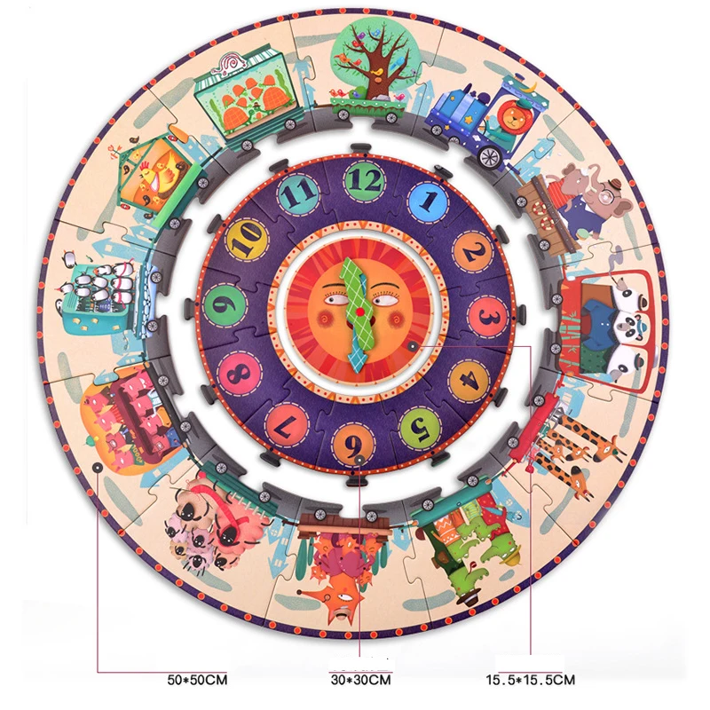 Детский подарок большой бумажный пазл цифровые часы головоломка цветная коробка игрушка-пазл для раннего развития детские развивающие игрушки