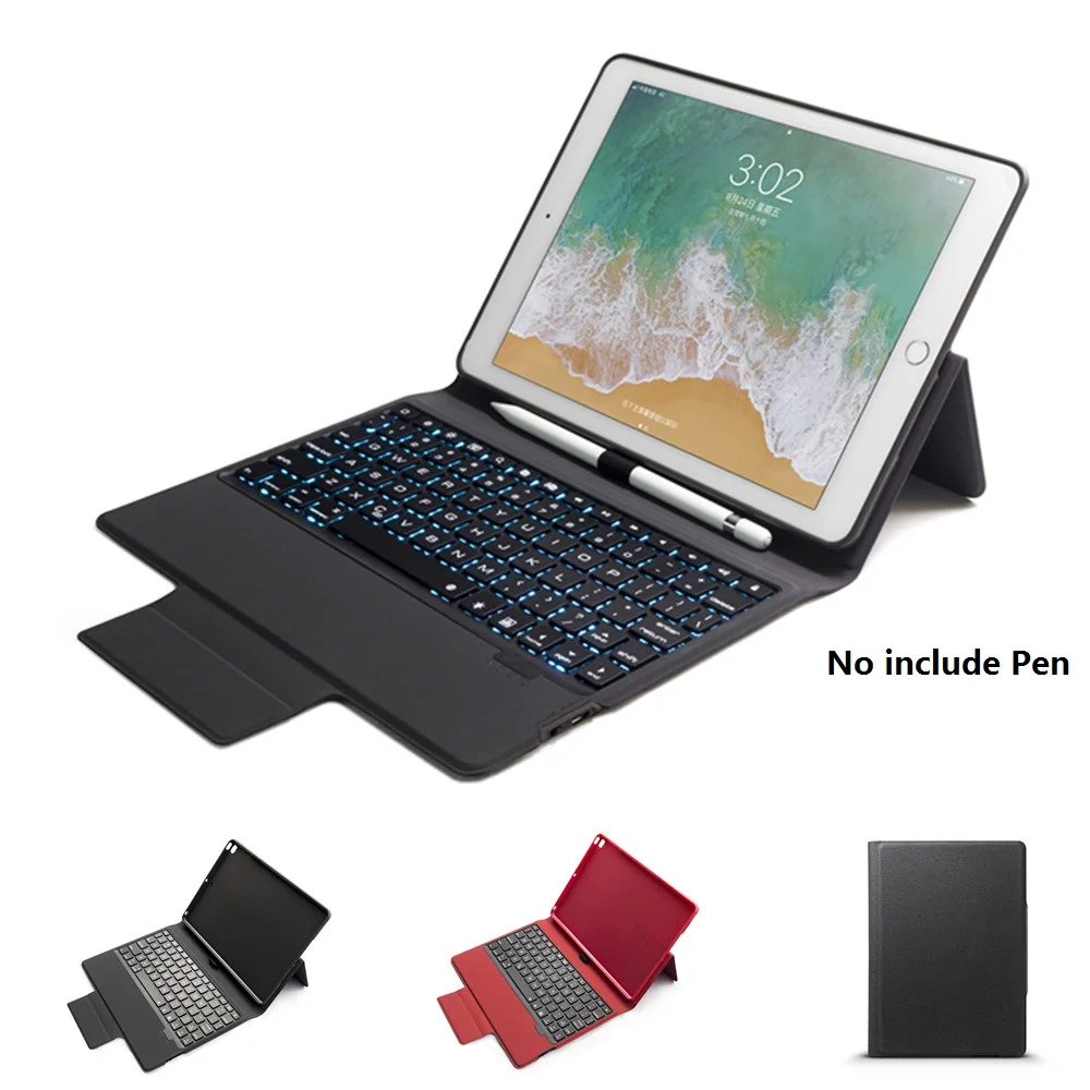  Bluetooth Wireless Keyboard Case For iPad 9.7 2018 2017 With Pencil Holder Smart PU Leather Full Co