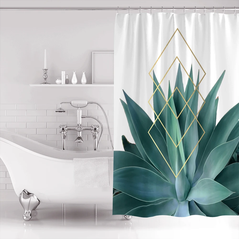 Agave геометрические Экстра длинная ткань для ванной занавески душа Ванная комната