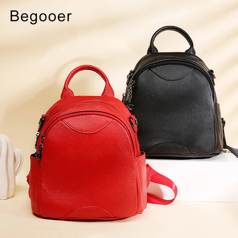 

Begooer Women Genuine Leather Mini Backpack Female Teenage Girls School Backpacks Small Mochila Solid Shoulder Bag Day Pack