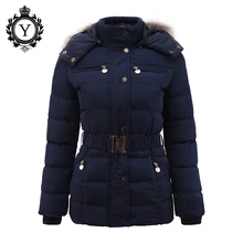 COUTUDI New Arrival Winter Jacket Women Slim Thick Warm Stylish Jacket Coats Lady With Fur Hooded Belt High Quality Down Jackets