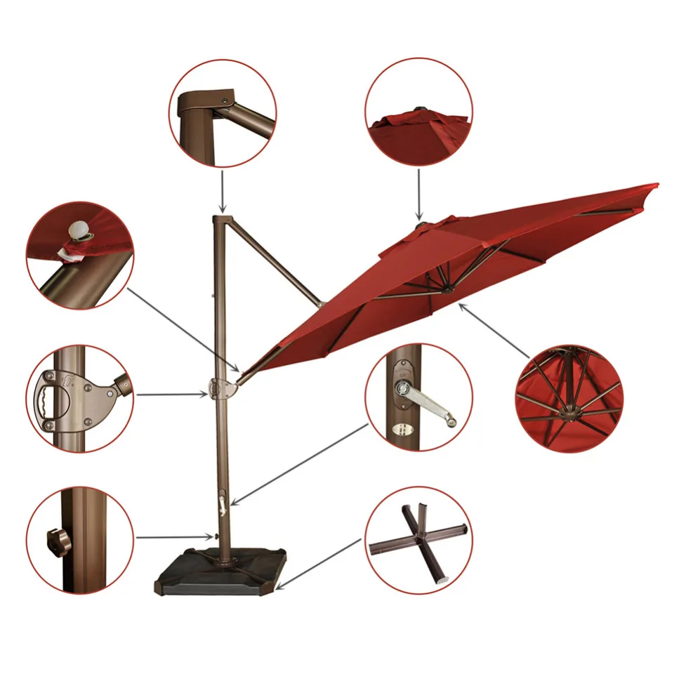 Abba Patio 11 Feet Offset Cantilever Payung Teras Luar Menggantung Payung Dengan Lintas Dasar Merah Cantilever Umbrella Outdoor Patio Umbrellaspatio Outdoor Umbrellas Aliexpress