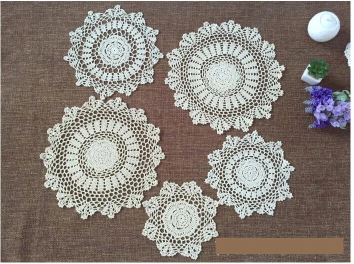 

15/20/25cm Vintage cotton round placemat cup coaster mug kitchen dining table place mat cloth lace Crochet tea coffee doily pad