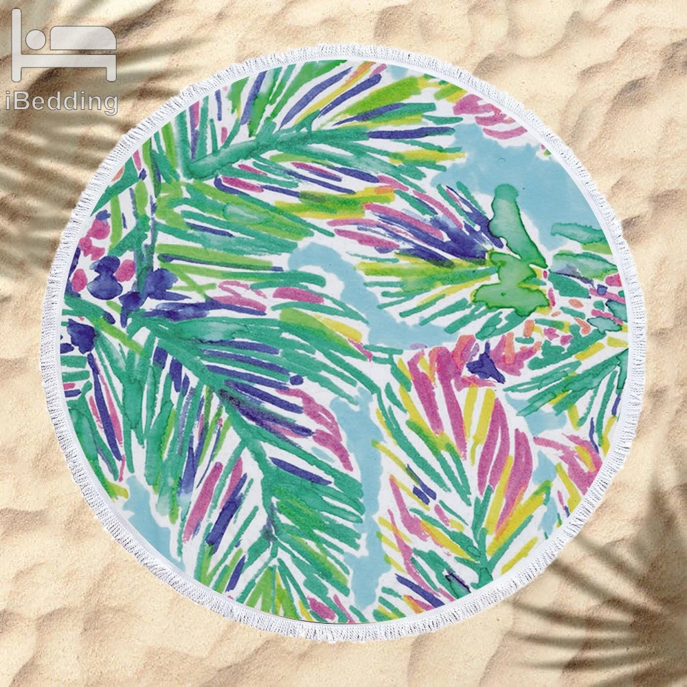 Printed Microfiber Round Beach Towel Bath Towels for Adults Kids Yoga