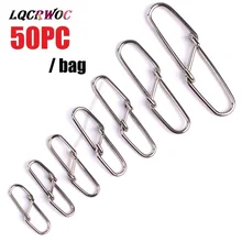 50pcs/bag Fishing Safety Snaps Fishing Bait Connector grip Stainless Steel Hook Lock Fast Clip Snap Swivels Solid Rings jersey
