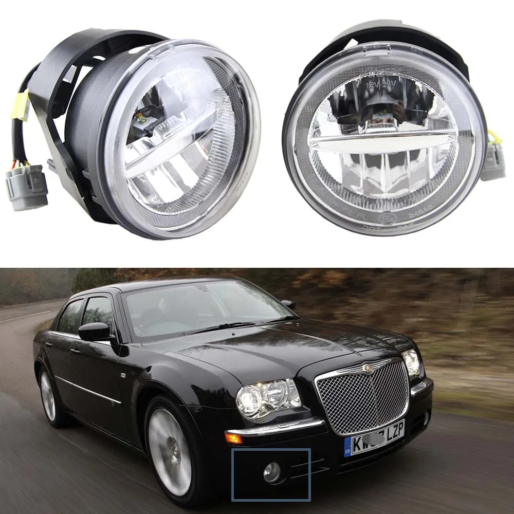 1 Pair 10W 12V Led Fog Light with DRL Halo Angel eyes For Chrysler 300  C SRT8 Sedan 4-Door 2005 6000K white with E4 Approved