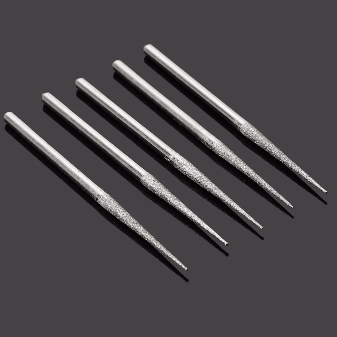 5pcs Mini Drills Diamond Grinding Head 3mm Shank Bur Bit Set Glass Metals Grinding Rods For Drill Press Rotary Tool Mayitr