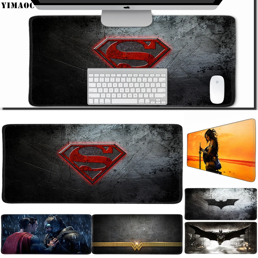 

YIMAOC 30*70 cm Large Mouse Pad Gamer Mousepad Rubber Gaming Desk Mat with Locking Edge Superman Wonder Woman Batman