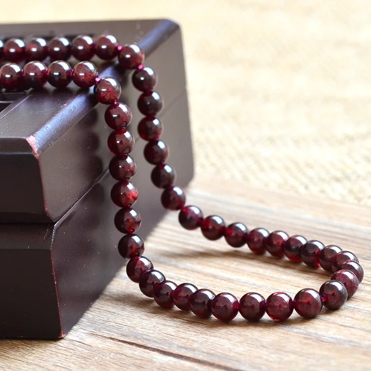 

Grade AA 6mm Natural Garnet Beaded Necklace Jewelry Fine Gemstone Beads Necklace 45cm Jewelry For Woman Gifts Drop Shipping