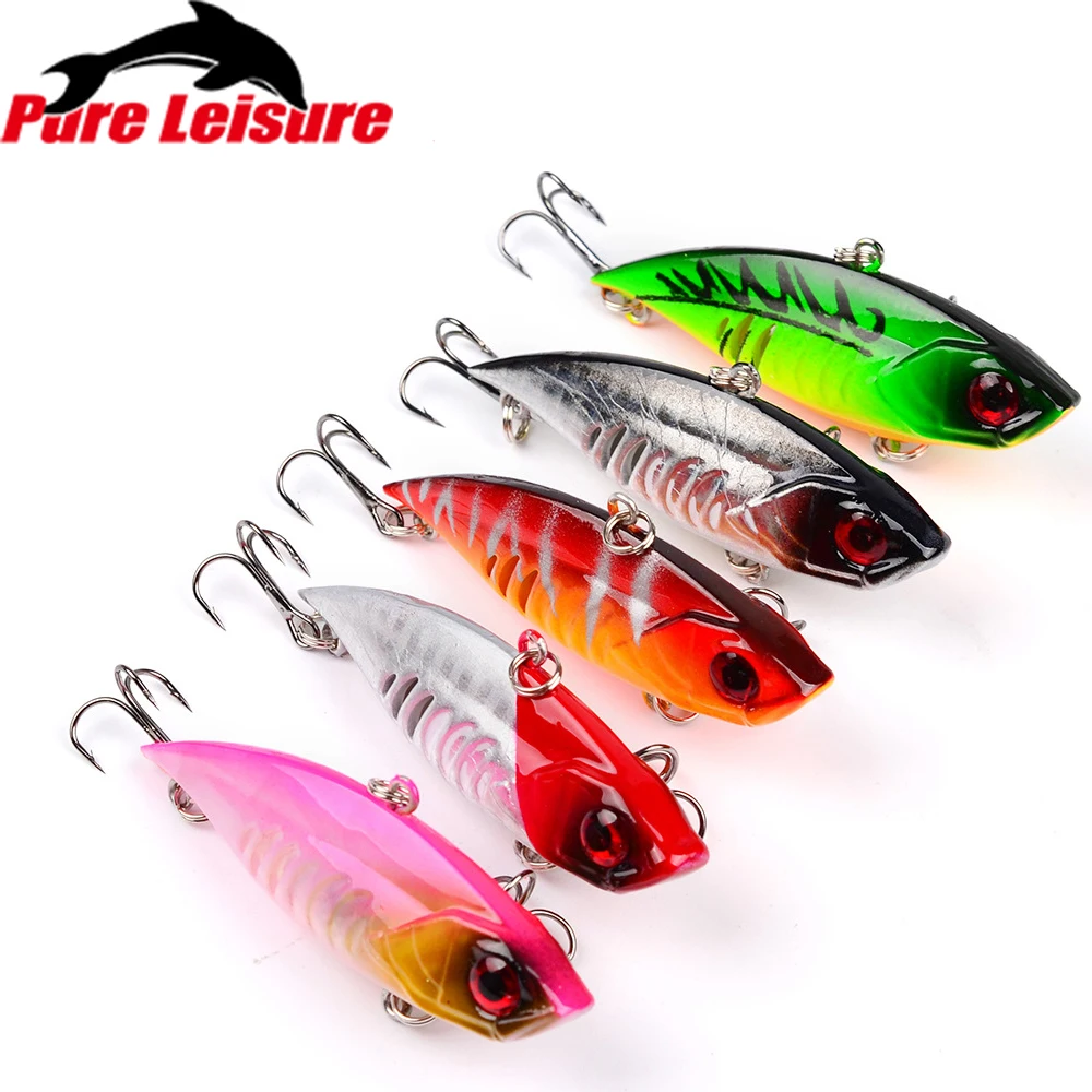  PureLeisure 5 Pcs Swim Fish VIB Fishing Lure Artificial Hard Crank Bait Topwater Japan Mini Fishing