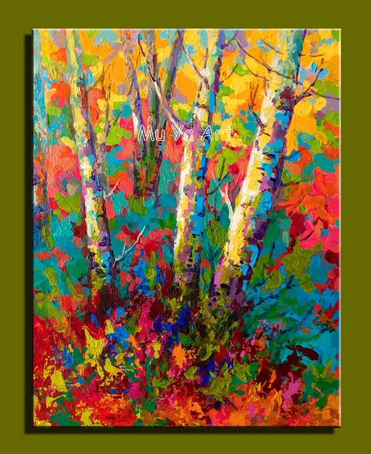 famous acrylic painting oil canvas abstract modern tree paintings living popular trees colorful landscape artwork artist deco handamde decoration bedroom