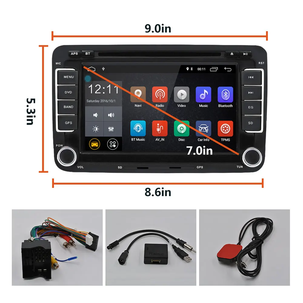 AMPrime Car DVD Multimedia player Android GPS Autoradio 2 Din USB For Volkswagen/VW/ Passat/POLO/GOLF/Skoda/Seat/Leon Radio Wifi