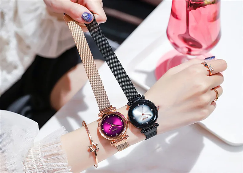 Модные женские часы женские магнитные Звездные небесные часы Роскошные бриллиантовые Женские кварцевые наручные часы Relogio Feminino женские часы