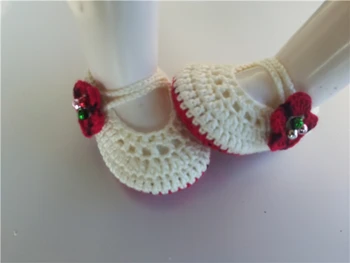 

Crochet Knitt booties Crochet Baby lovely shoe for red flower Socks infant Newborn Shoes/Toddler Shoes
