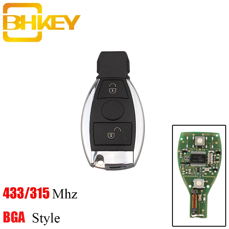 BHKEY 2 кнопки умный пульт дистанционного ключа брелок 433/315 МГц 433 для Mercedes BENZ 2000 + с NEC