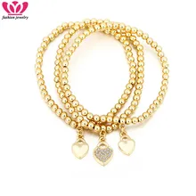

Gold Crystal Beaded Bracelets Geometric Heart Stretch Charm Bracelet For Women Girl Fashion Jewelry Birthday Christmas Gift
