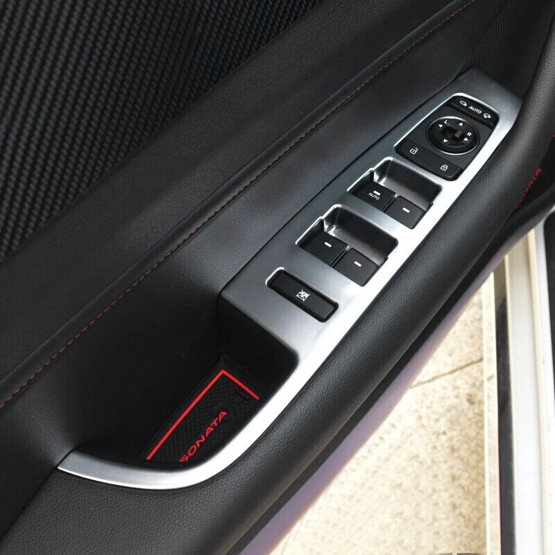 

FOR HYUNDAI SONATA I45 LF 2015 2016 2017 ABS Matte LHD INTERIOR DOOR WINDOW SWITCH PANEL COVER TRIM MOLDING Sticker ACCESSORIES 4PCS
