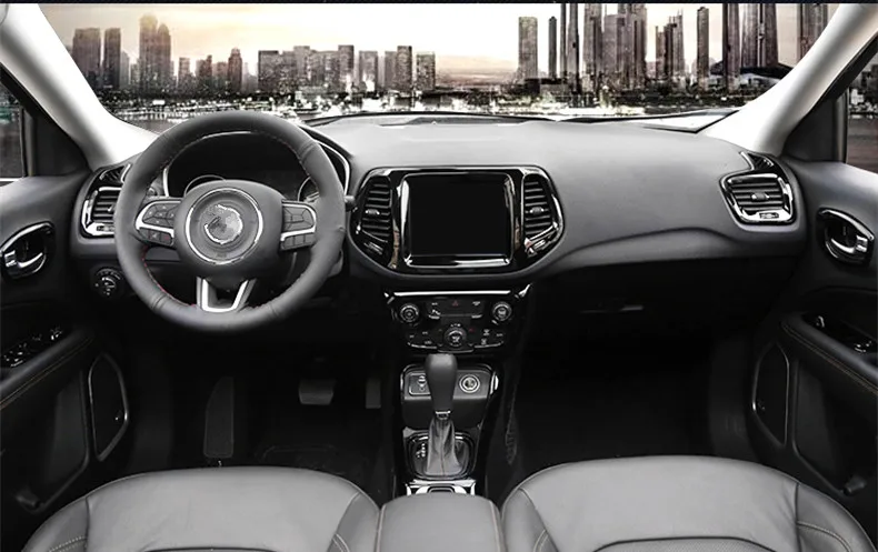 

Elgance Black Air Outlet /Navigation Gear /Steering Wheel Decorated Frame For Jeep Compass 2018 2019 AAA248B
