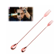 Розовое золото Нержавеющая сталь trident barsponn Ложки барные с Вилы коктейль Напиток Смеситель Бар перемешивание