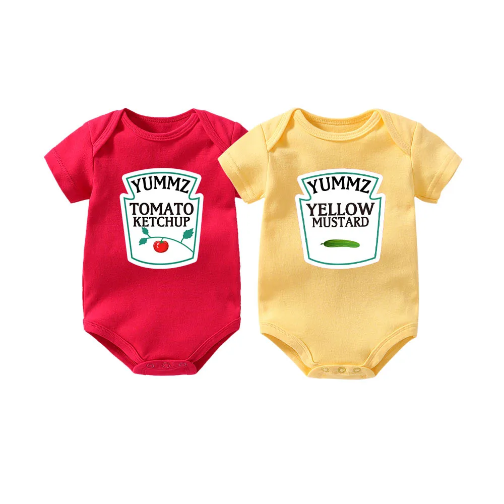 culbutomind Yummz Tomato Ketchup Yellow Mustard Red and Yellow Bodysuit Baby Boy Twins Baby Clothes Twins Baby Boys Girls