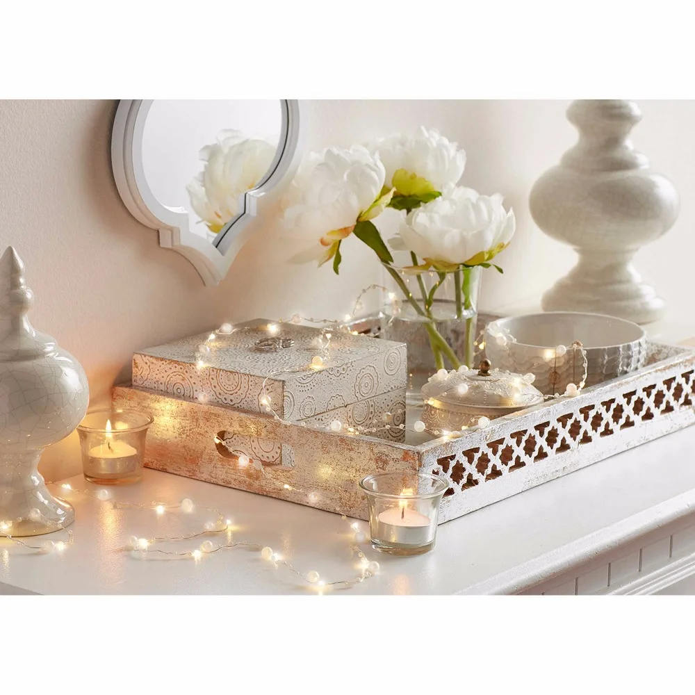 

Battery Operated 20 LEDs Pearl string Garland lights Pearlized Fairy Lights for Mother's Day Wedding Home Party Christmas Deco