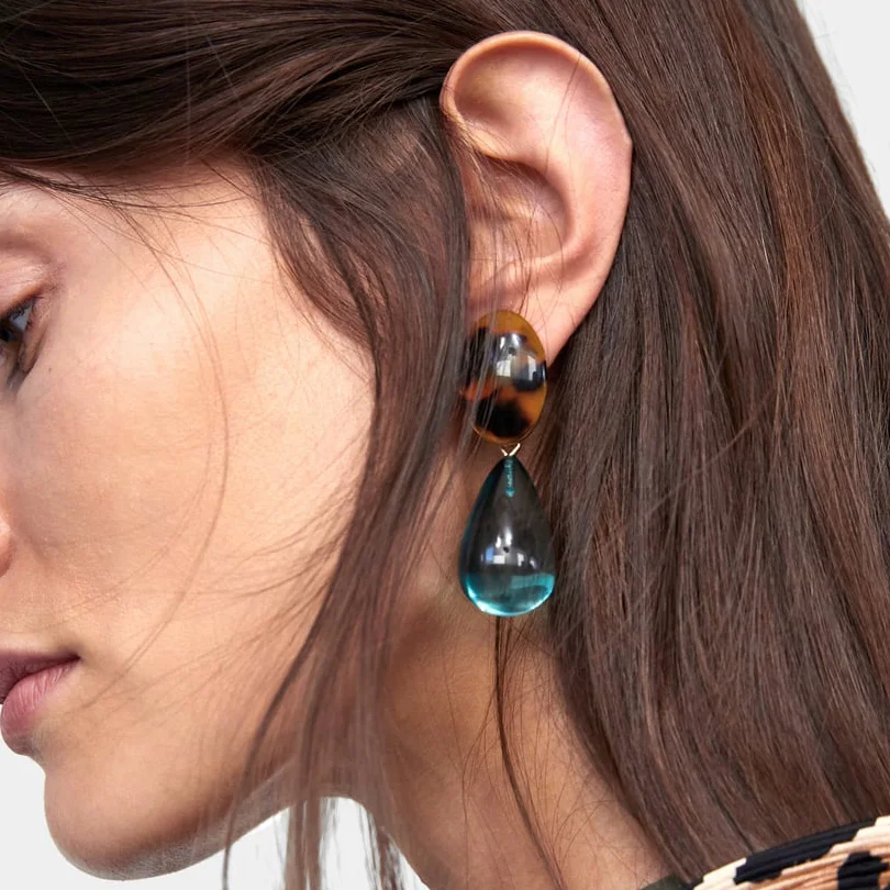 FASHIONSNOOPS New Design Statement Resin Water Drop Earrings Acrylic Vintage Dangle Earrings For