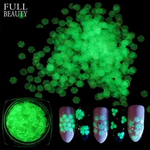 Полная красота 1 коробка 3D ультра-тонкие флуоресцентные чешуйчатые Блестки для ногтей светящаяся Луна Звезда Сердце Блестки для ногтей CHYP01-07