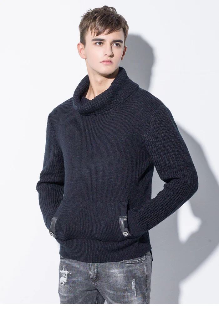 VROKINO бренд 2019 новый зимний мужской Повседневный пуловер Модный мягкий толстый свитер с высоким воротником для мужчин 3XL 4XL