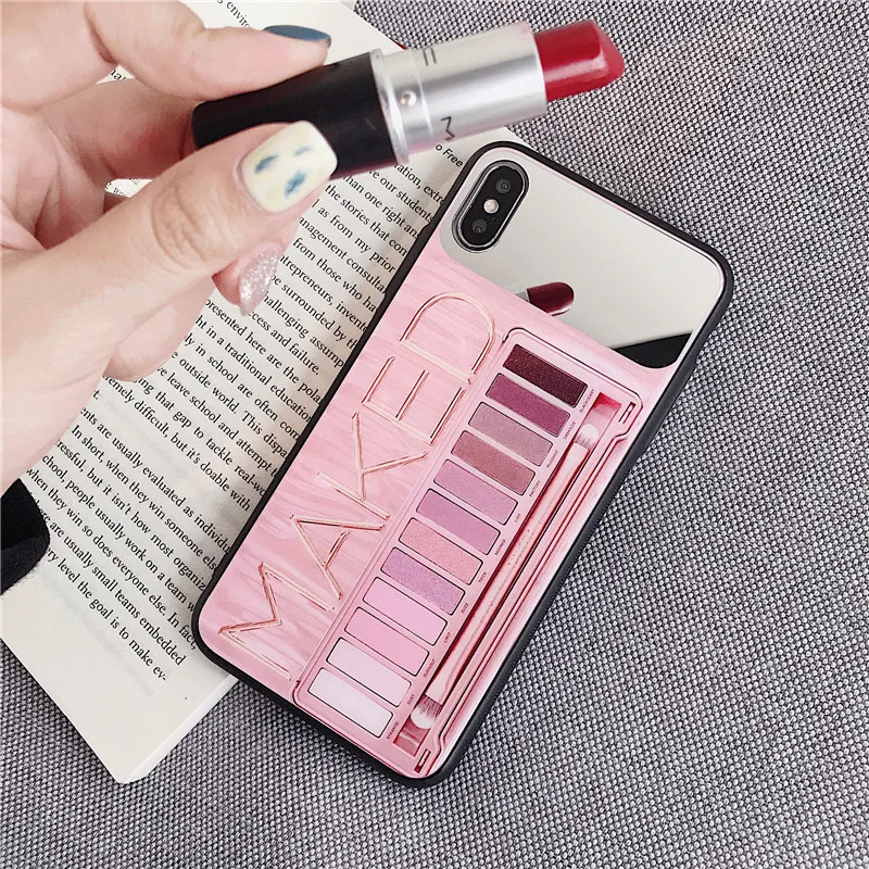 

Mirror Pink Eye Shadow Disk TPU Case For IPhone XMAX XS XR Soft Shell For IPhone6 6S 7 7P 8 8P Mobile Phone Cover Capa Fundas
