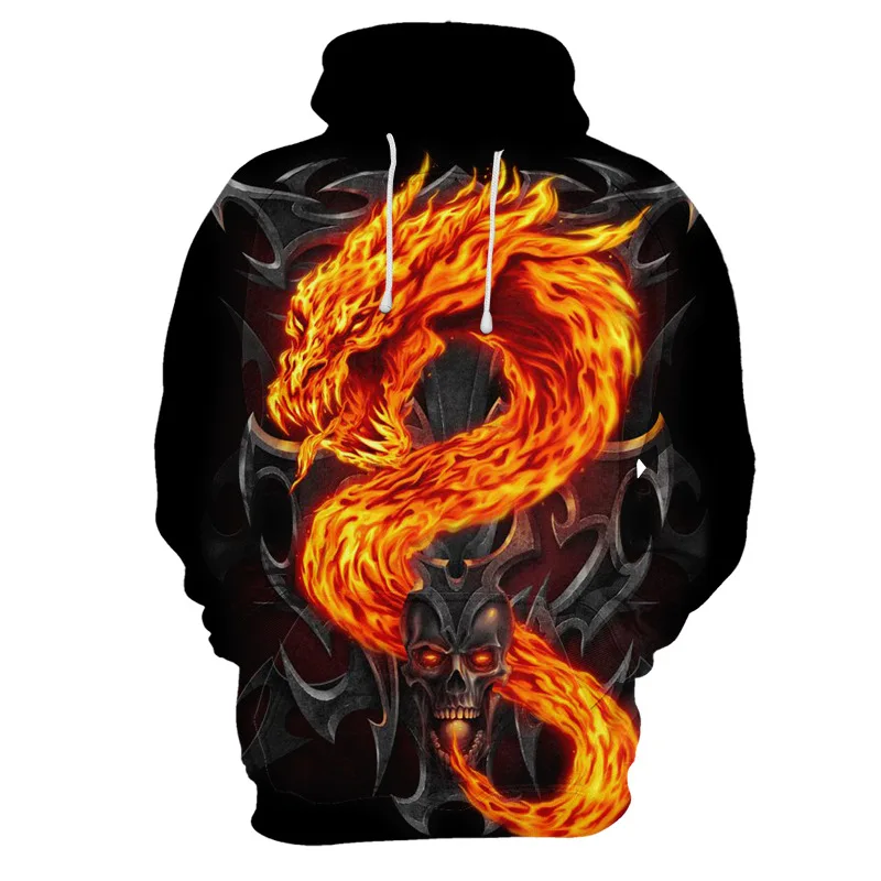 

3D Print mens hoodies sweatshirts men dragon ball hoodie Devil skull streetwear Dragon long coat personality black hoodie