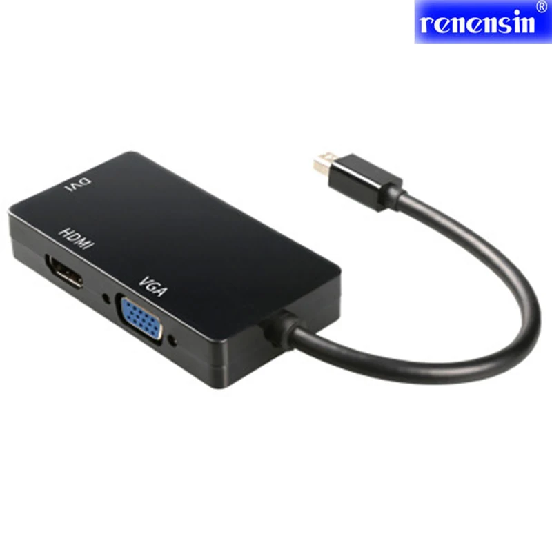 

Renensin Mini DP DisplayPort to HDMI DVI VGA Display Port Cable Adapter for Apple MacBook Pro3 in 1 Mini DP to HDMI VGA DVI
