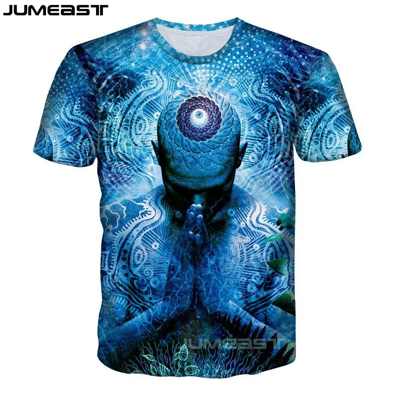 Jumeast брендовая мужская женская футболка с 3D принтом Будды Harajuku коротким рукавом