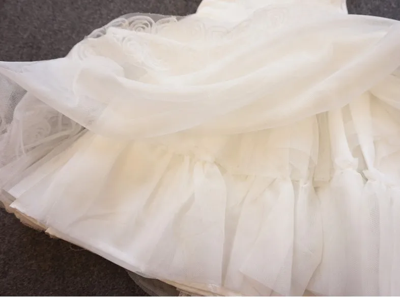 Белое платье принцессы с цветочным рисунком для маленьких девочек, вечерние платья на день рождения, милое платье с пачкой, от 9 месяцев до 36 месяцев
