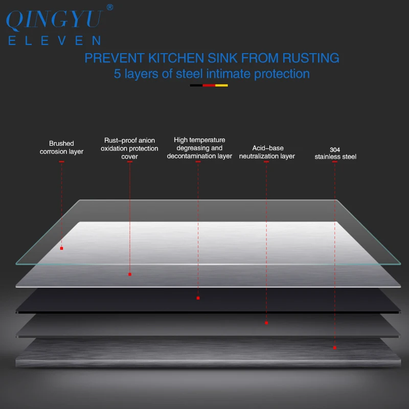 QINGYU ELEVEN кухонная раковина без свинца, austenitic, ручная работа, матовая 304 нержавеющая сталь, толщина 3 мм, одинарная чаша, кухонная раковина