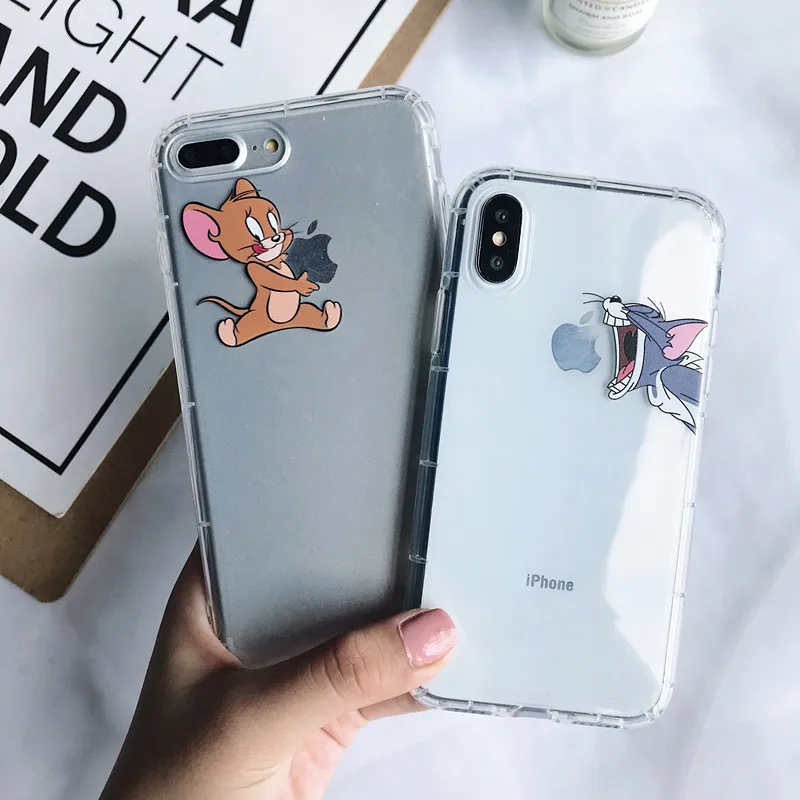 

Cute Tom And Jerry Cat Mouse Anime Dog Clear Soft TPU Silicone Cover Case For iPhone XS Max XR X 6 6S 7 8 Plus