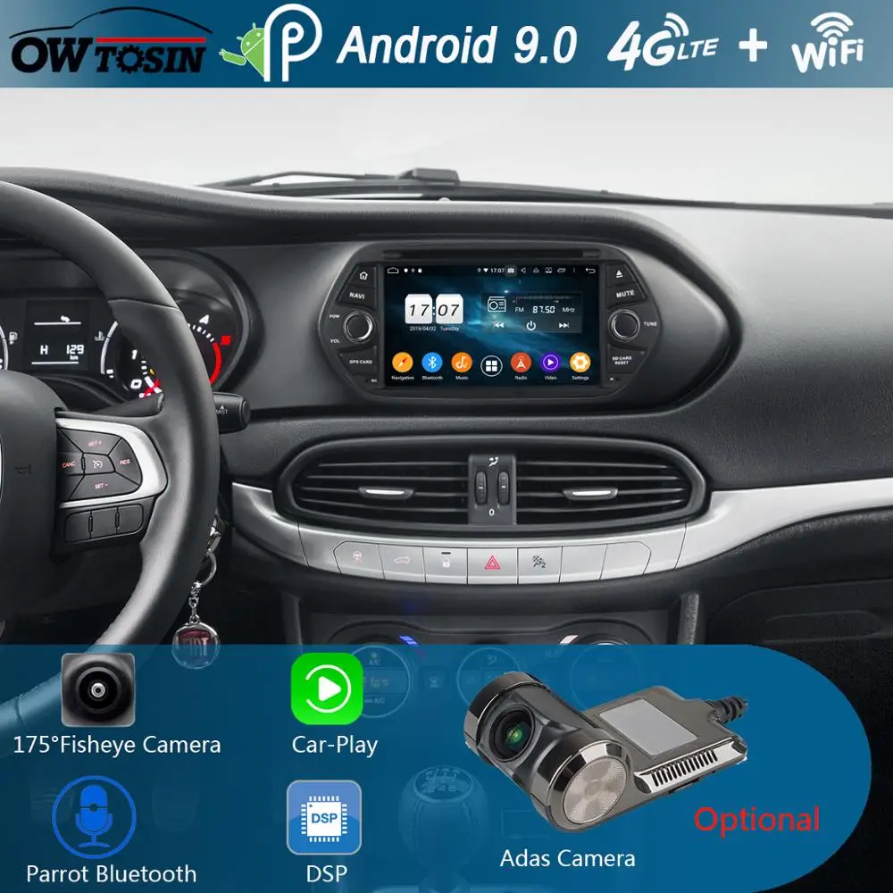 

7" IPS 1920*1080 8 Core 4G RAM+64G ROM Android 9.0 Car DVD Player For FIAT EGEA 2016 2017 2018 CarPlay Parrot BT Radio Adas