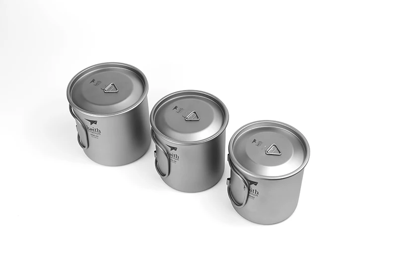 Copos com Tampa Copo de Água de Titânio Dobrável de Parede Copo de Acampamento ao ar Keith Titânio Cabo Simples Livre Caminhadas Viagem Canecas 220 ml 900 ml 15 Louça para ar livre