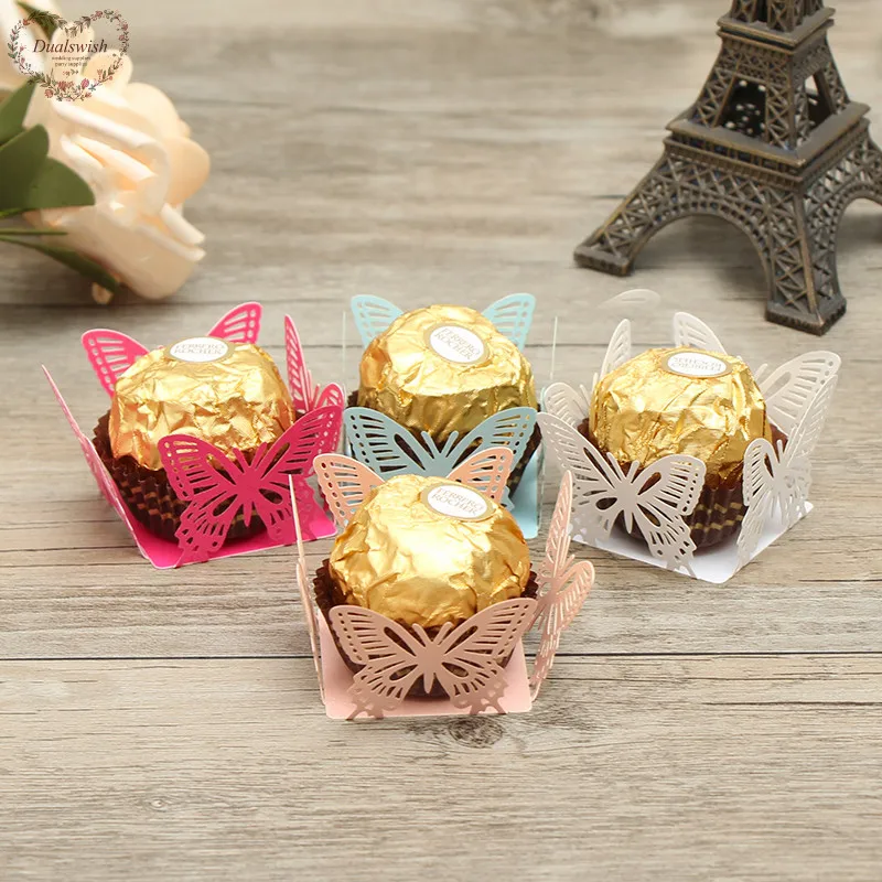 50Pcs Butterfly Favor Gift Candy Cake Box Bags Baby Shower Wedding Party Supply 