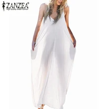 Vestidos 2017 Summer Style Women Boho Strapless Sexy V Neck Sleeveless Dress Casual Loose Long Maxi Solid Dress White Oversized