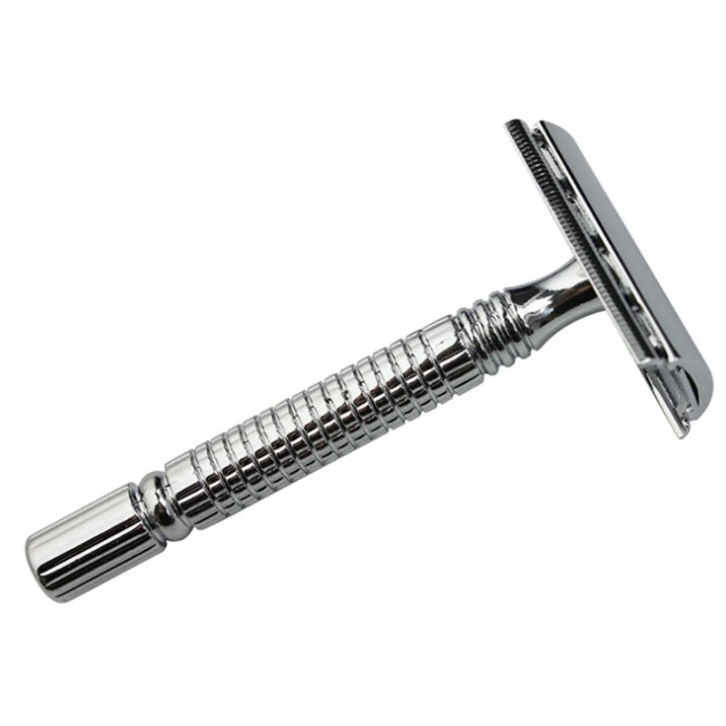 1 Razor + 10 Blades Adjustable Long Handle Men Safety Razor Chrome