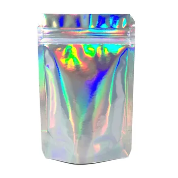 

1000Pcs DHL Plain Laser Stand Up Aluminum Foil Zip Lock Storage Bag Mylar Reusable Doypack Zipper Bag for Dried Flower Nuts