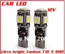 Бесплатная Доставка 20 шт./лот T10 Canbus W5W 194 5050 SMD 5 LED Ошибка Бесплатный Белый Свет Лампы ААА
